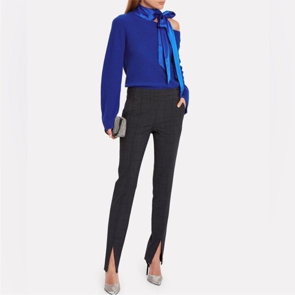 RtA Millie Tie Neck Sweater 100% Cashmere Silk Royal Blue Small Scarf Cut Out - Picture 3 of 15